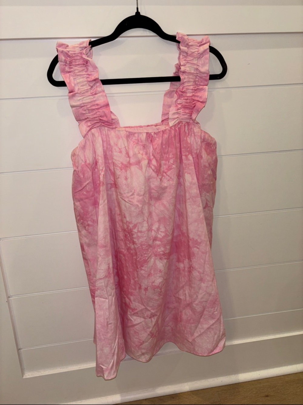 Day & Moon Pink Tie-Dye Ruffle Strap Dress Small Summer Feminine 100% Cotton